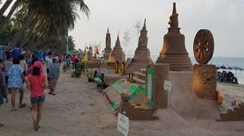 beach sand songkran festival thai new year